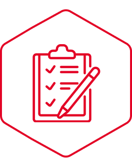 Checklist icon with pen in red