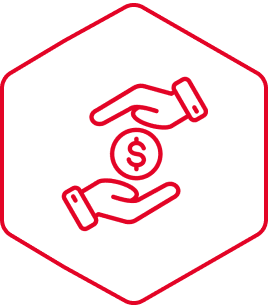 Hands exchanging money symbol