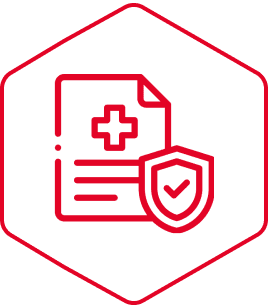 Red cross and shield graphic