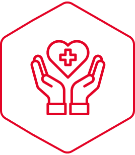 Medical care icon with heart design